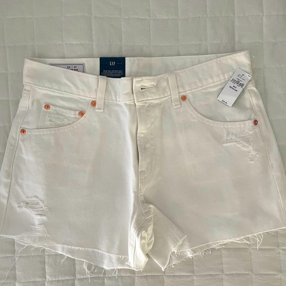 GAP Distressed White Denim Shorts